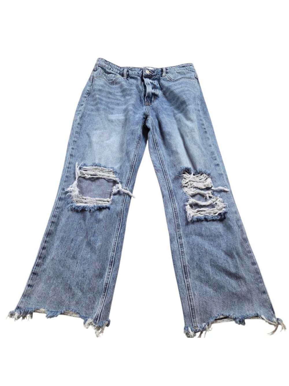 Vervet Jeans Womens 30 Crop Straight Medium Wash Denim Distressed